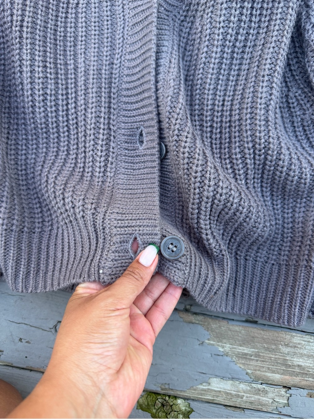 H&M Taupe Ribbed Button-Front Cardigan - Picture 7 of 8